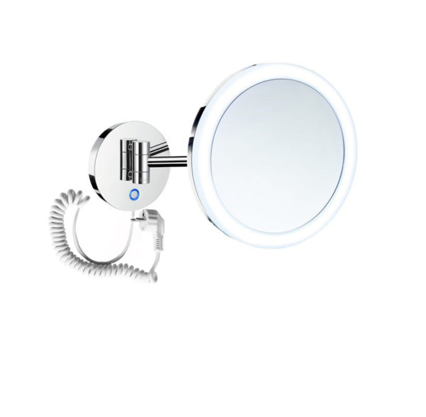 Zdjęcie Lusterko kosmetyczne powiększ. 3x, okrągła akrylowa ramka z podświetl. LED  na sensor dotyk Stella chrom 22.00431 _