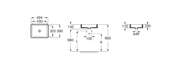 Zdjęcie Umywalka podblatowa Roca Inspira Square 49,5×39 cm FINECERAMIC® beżowy A327536650
