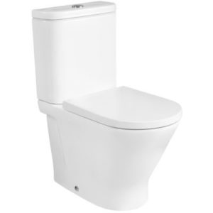 Miska WC Round o/podwójny do kompaktu Rimless (przyścienna) Roca Gap 60x37 cm biały A3420N7000