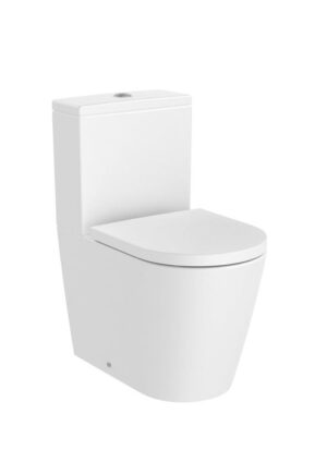Miska WC do kompaktu Rimless o/podwójny Roca Inspira Round 37,5x60 cm biały matowy A342529620
