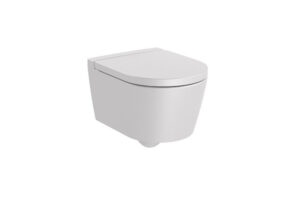 Miska WC wisząca Roca Inspira Round Rimless Compacto 37x48 cm perłowy A346528630