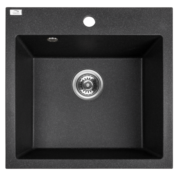 Zdjęcie Zlewozmywak granitowy Laveo Alena 49×49 cm 1-komorowy czarny SBA_710T