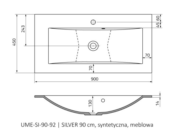 Zdjęcie Umywalka meblowa Oristo Silver konglomerat biała 90 cm UME-SI-90-92