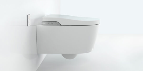 Zdjęcie Toaleta myjąca podwieszana Roca Inspira Rimless zasilanie 230V A803060001 + Stelaż Duplo One Smart 119×47,5 cm A890078020