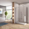 Zdjęcie Drzwi prysznicowe uchylne SanSwiss Annea 90×200 cm ze ścianką stałą lewe, srebrny połysk AN13G09005007