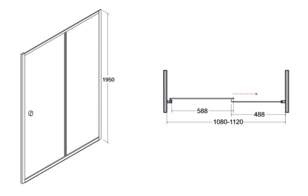 Zdjęcie Drzwi prysznicowe przejrzyste szkło Besco Duo Slide 110×195 cm DDS-110