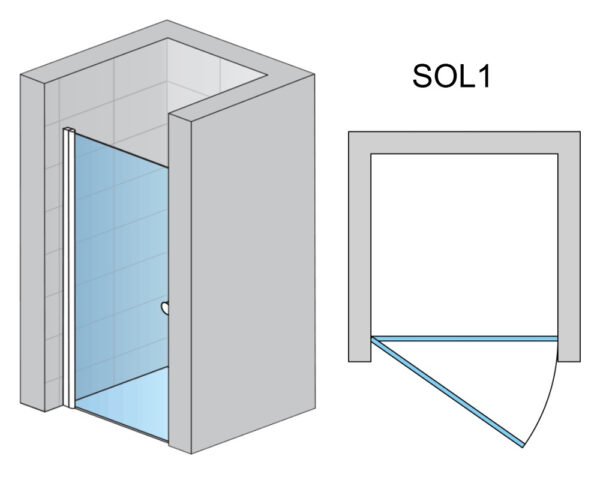 Zdjęcie Drzwi prysznicowe uchylne SanSwiss Solino SOL1 90×200 cm srebrny połysk / szkło przezroczyste SOL109005007