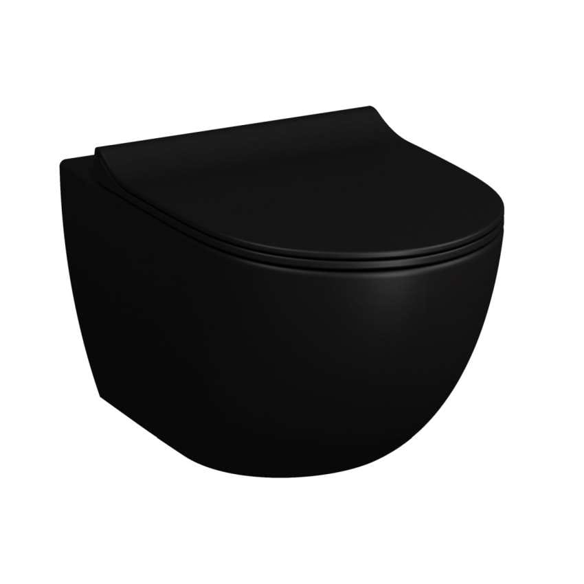 Miska WC wisząca Vitra Sento 54x36,5 cm czarny mat 7748B083-0075 + Deska wolnoopadająca WC Vitra Sento czarny mat 120-083R009