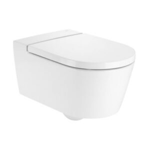 Miska WC wisząca Roca Inspira Round Rimless Biała +Deska WC wolnoopadająca A80152200B+A346527000