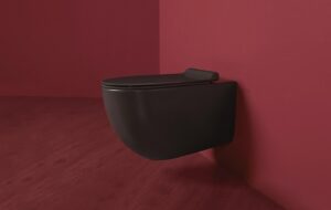 Miska WC wisząca Simas Vignoni 56x36,5 cm czarny mat VI 18/F 85 + Deska WC wolnoopadająca VI004  + zestaw montażowy F85