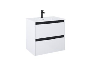 Zestaw - umywalka z szafką 70 cm z 2 szufladami Roca Alpine biało-czarny A852013606