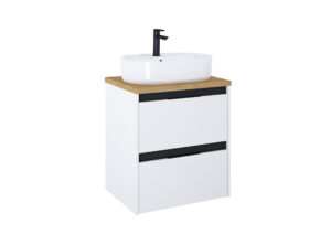 Szafka pod umywalkę z blatem 60 cm z 2 szufladami Roca Alpine cm biały-czarny A852039606