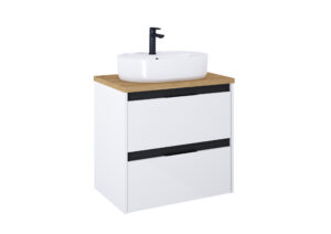 Szafka pod umywalkę z blatem 70 cm z 2 szufladami Roca Alpine cm biały-czarny A852040606