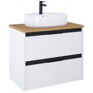 Szafka pod umywalkę z blatem 80 cm z 2 szufladami Roca Alpine cm biały-czarny A852041606
