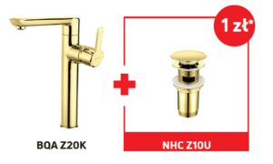 Bateria umywalkowa stojąca wysoka złoty BQA_Z20K + korek Click-Clack NHC_Z10U* Deante Arnika Gold